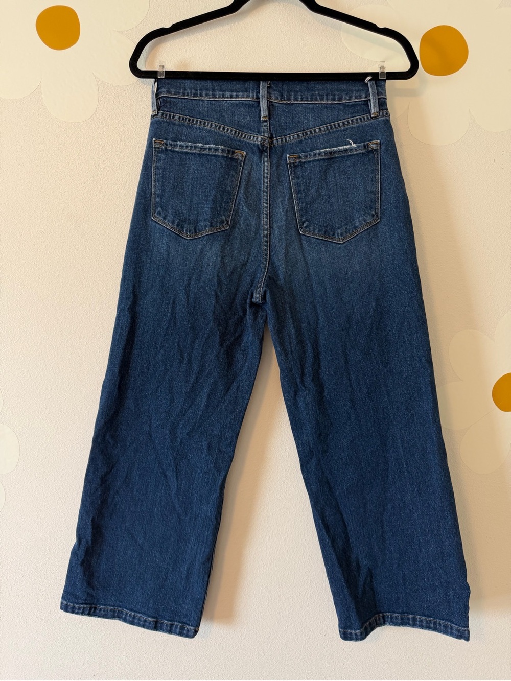 Frame Denim Ali Wide Leg Crop Mellencamp Medium Wash Jeans - Picture 6 of 15